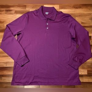 Land's End Men's L 42-44 NWOT Burgundy Long Sleeve Polo OEKO-TEX Cotton